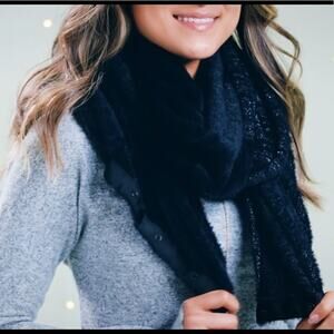 Stella & Dot Metallic Multi-Way Snap Scarf Black & Gray